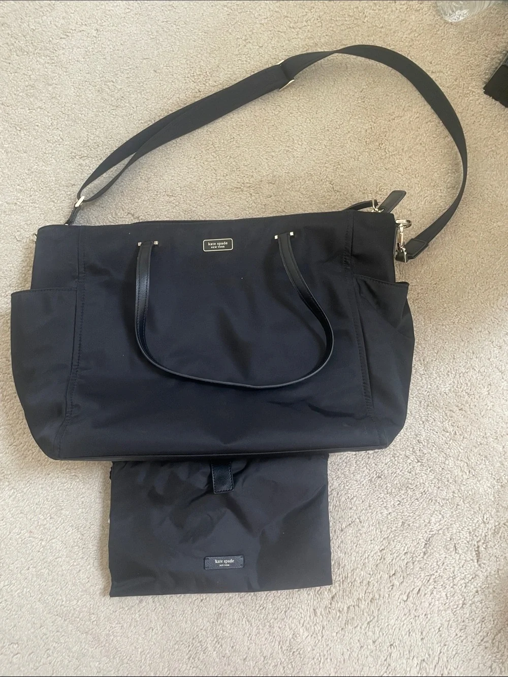 kate spade Black Nylon Baby Tote with Crossbody Strap